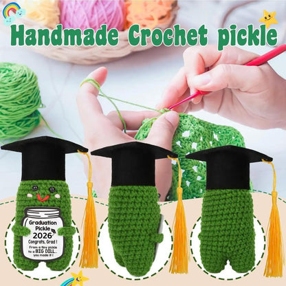 Handmade Crochet Graduation Pickle